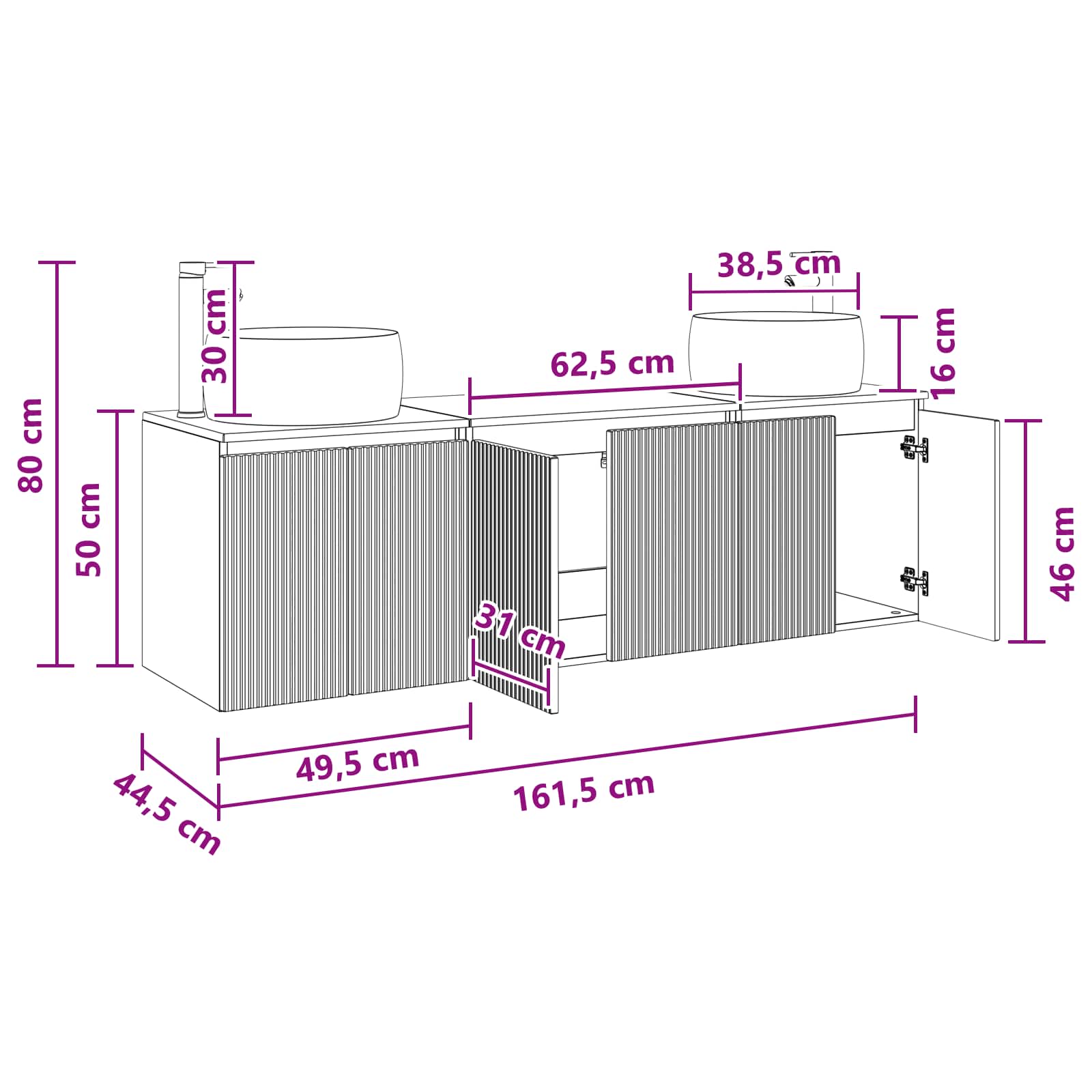 Σετ Ντουλαπιών Μπάνιου 3 τμχ. Λευκό 49,5 x 44,5 x 66 εκ - Pakobazaar