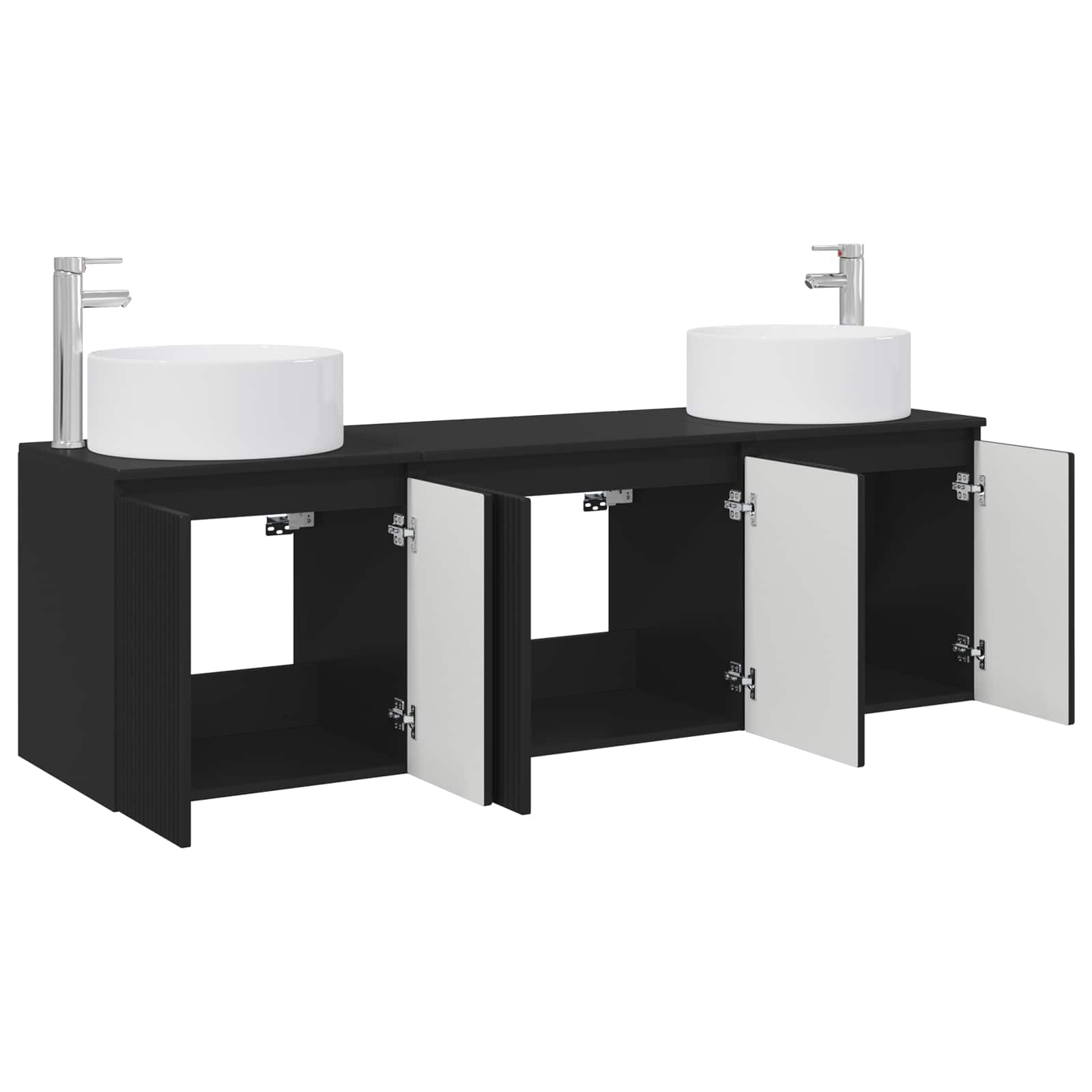 Σετ Ντουλαπιών Μπάνιου 3 τμχ. Μαύρο 49,5 x 44,5 x 65,5 εκ - Pakobazaar