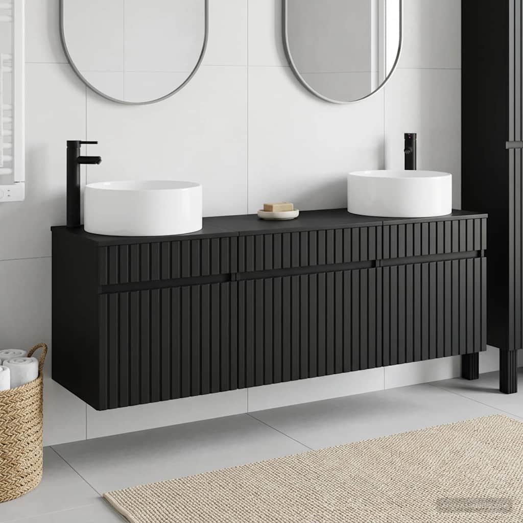 Σετ Ντουλαπιών Μπάνιου 3 τμχ. Μαύρο 49 x 44,5 x 65,5 εκ - Pakobazaar