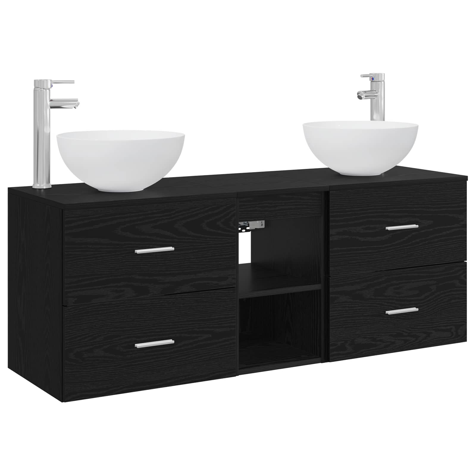 Σετ Ντουλαπιών Μπάνιου 3 τμχ. Μαύρη Δρυς 49,5 x 35 x 63 εκ - Pakobazaar