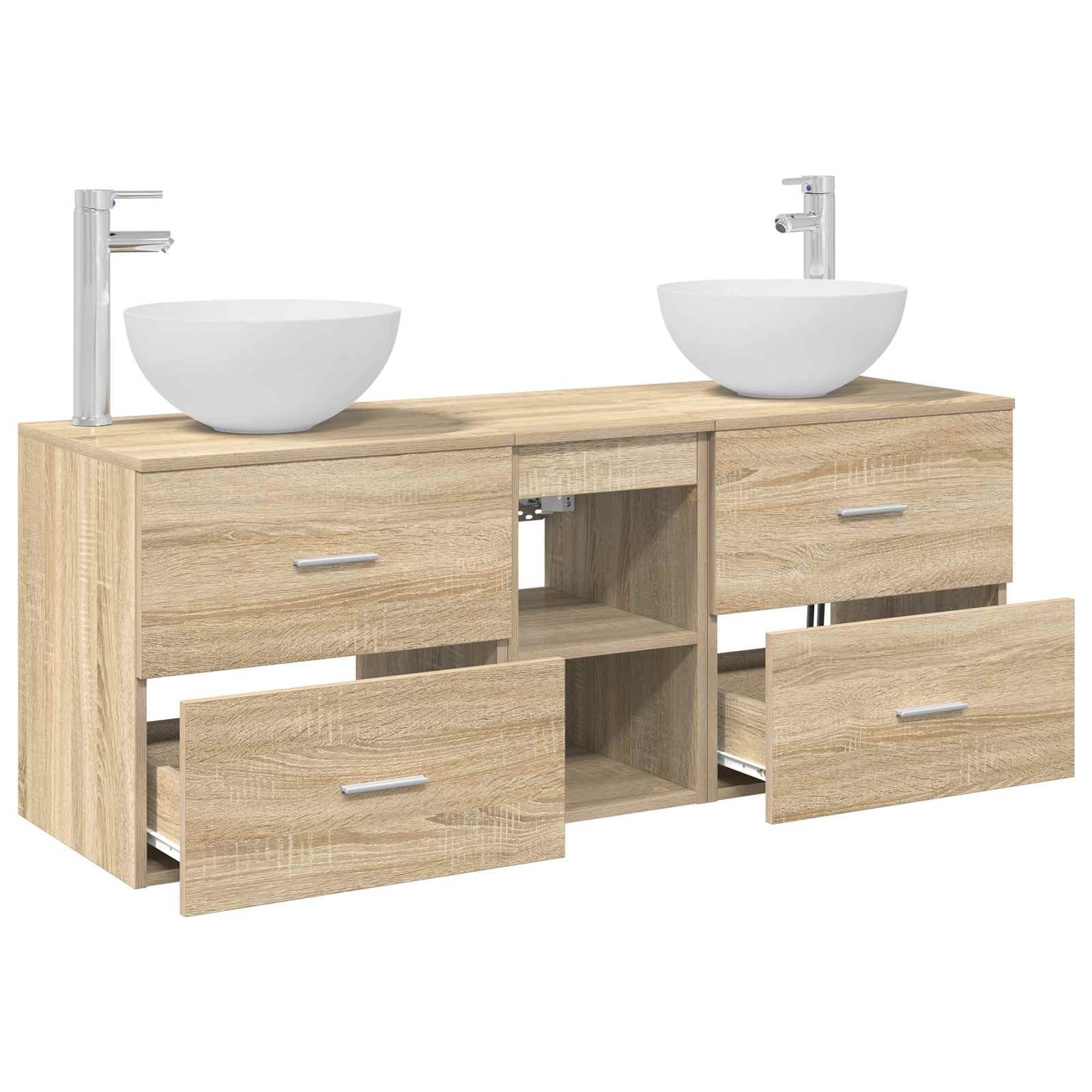 Σετ Ντουλαπιών Μπάνιου 3 τμχ. Sonoma Δρυς 49,5 x 35 x 63 εκ - Pakobazaar