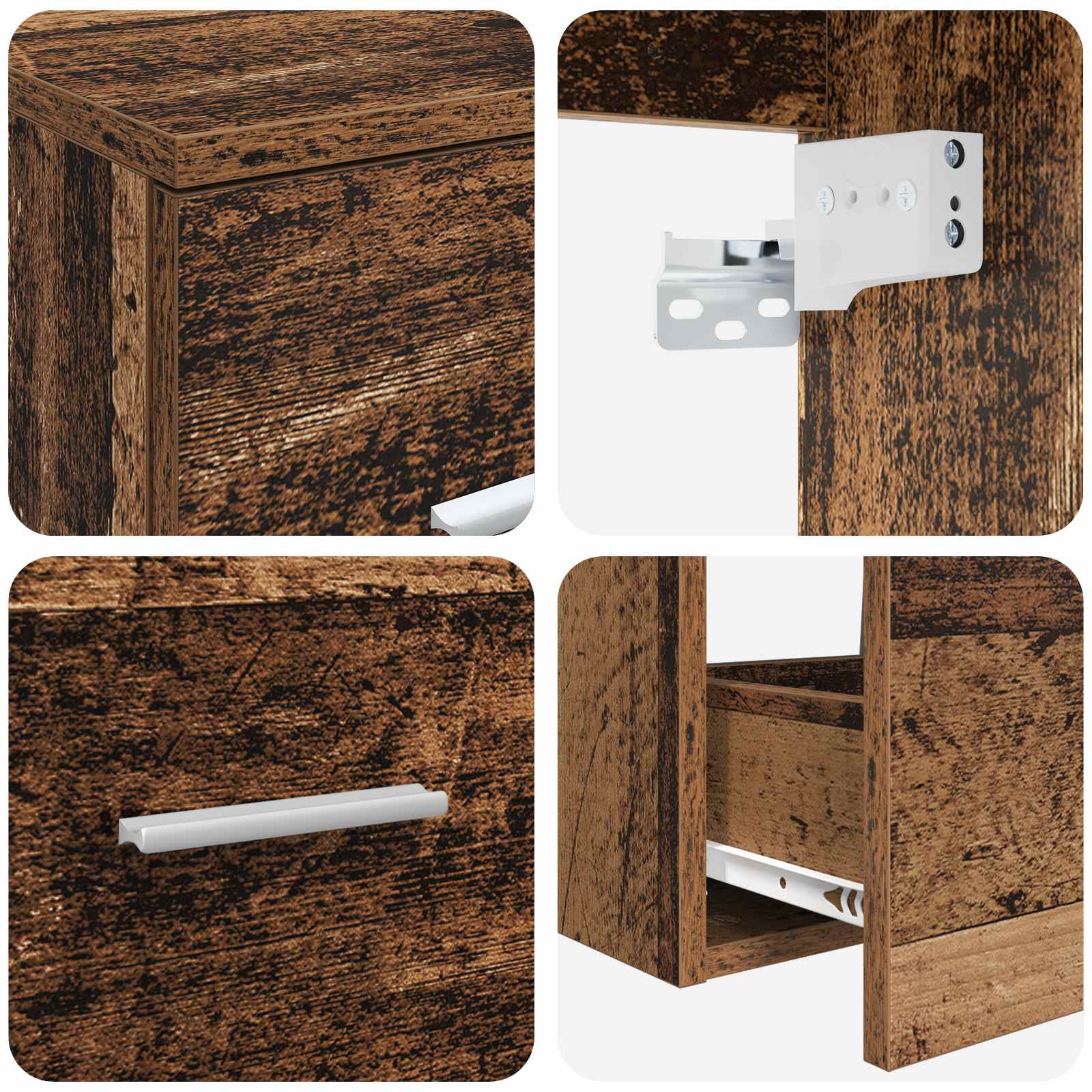 Σετ Ντουλαπιών Μπάνιου 3 τμχ. Παλαιωμένο ξύλο 49,5 x 35 x 63 εκ
