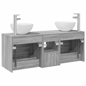 Σετ Ντουλαπιών Μπάνιου 3 τμχ. Γκρι Sonoma 49,5 x 41 x 64,5 εκ - Pakobazaar