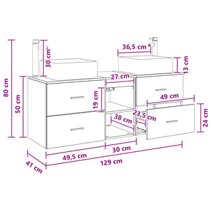 Σετ Ντουλαπιών Μπάνιου 3 τμχ. Μαύρη Δρυς 49,5 x 41 x 63 εκ