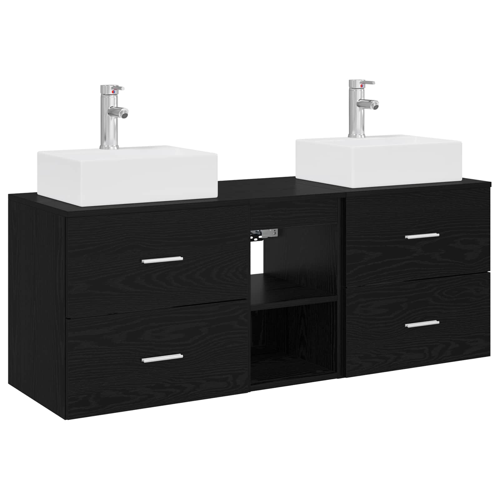 Σετ Ντουλαπιών Μπάνιου 3 τμχ. Μαύρο 49,5 x 41 x 62,5 εκ
