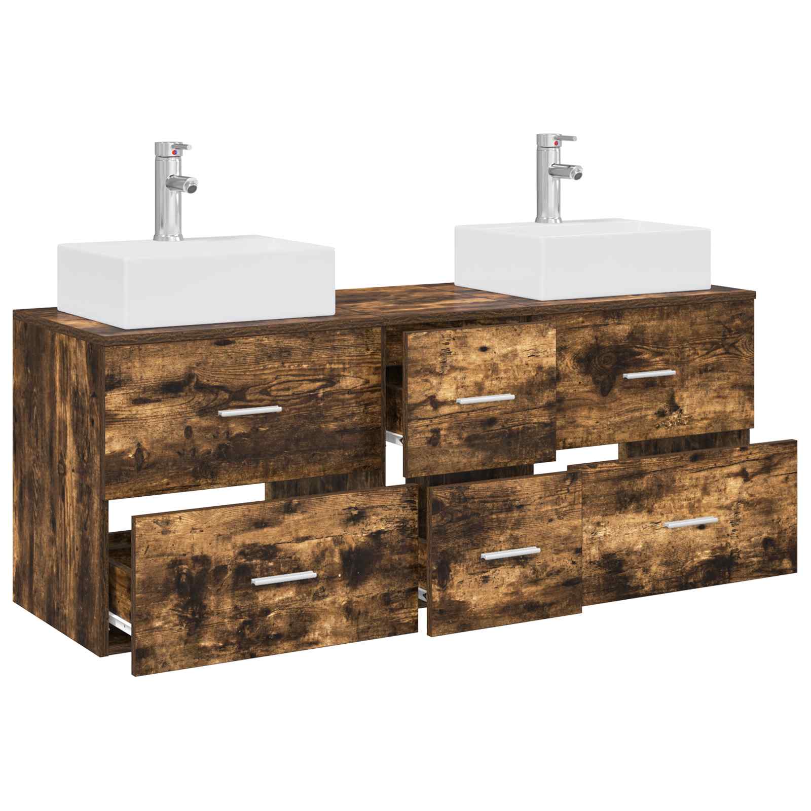 Σετ Ντουλαπιών Μπάνιου 3 τμχ. Καπνισμένο Ξύλο Δρυός