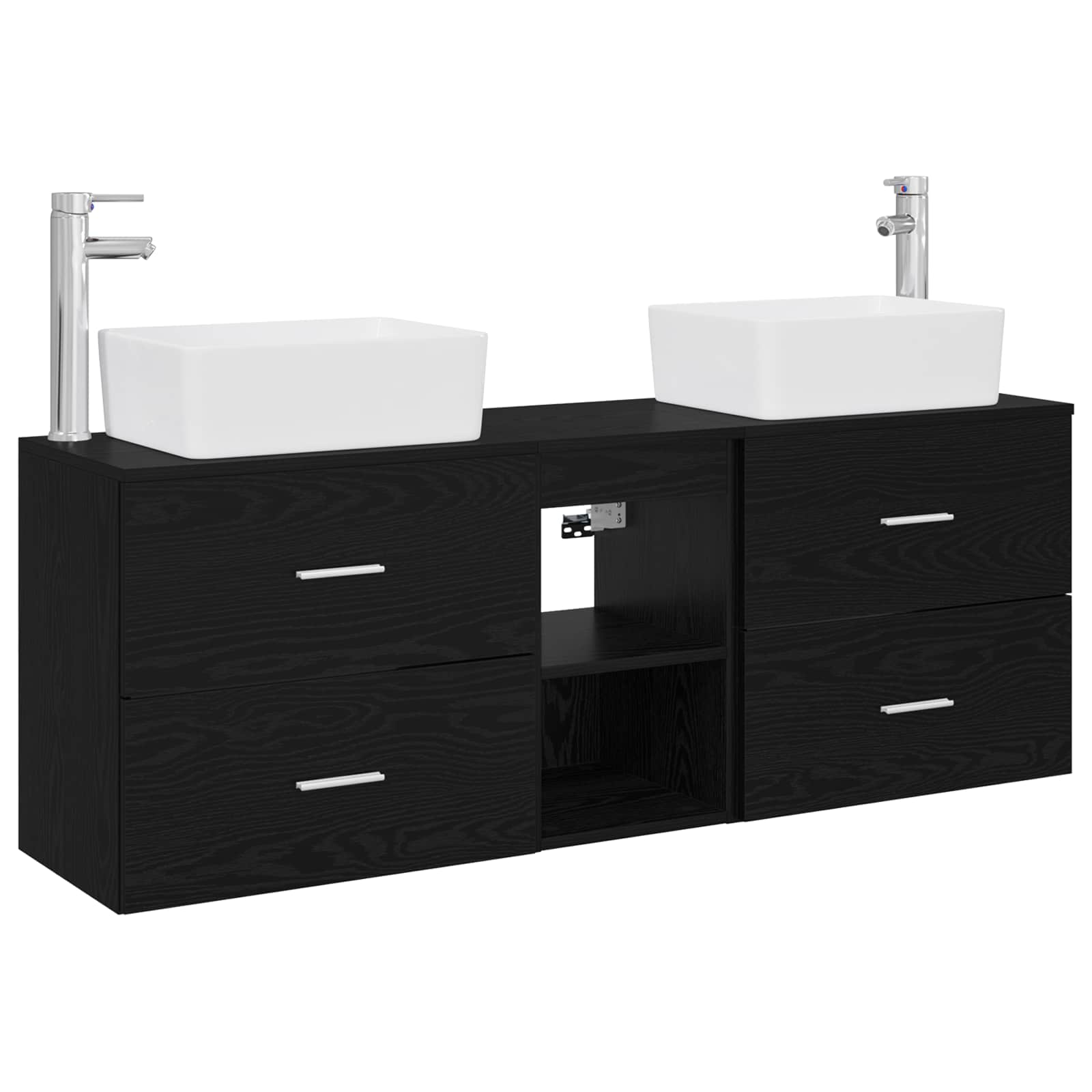 Σετ Ντουλαπιών Μπάνιου 3 τμχ. Μαύρο 53 x 34,5 x 63 εκ - Pakobazaar