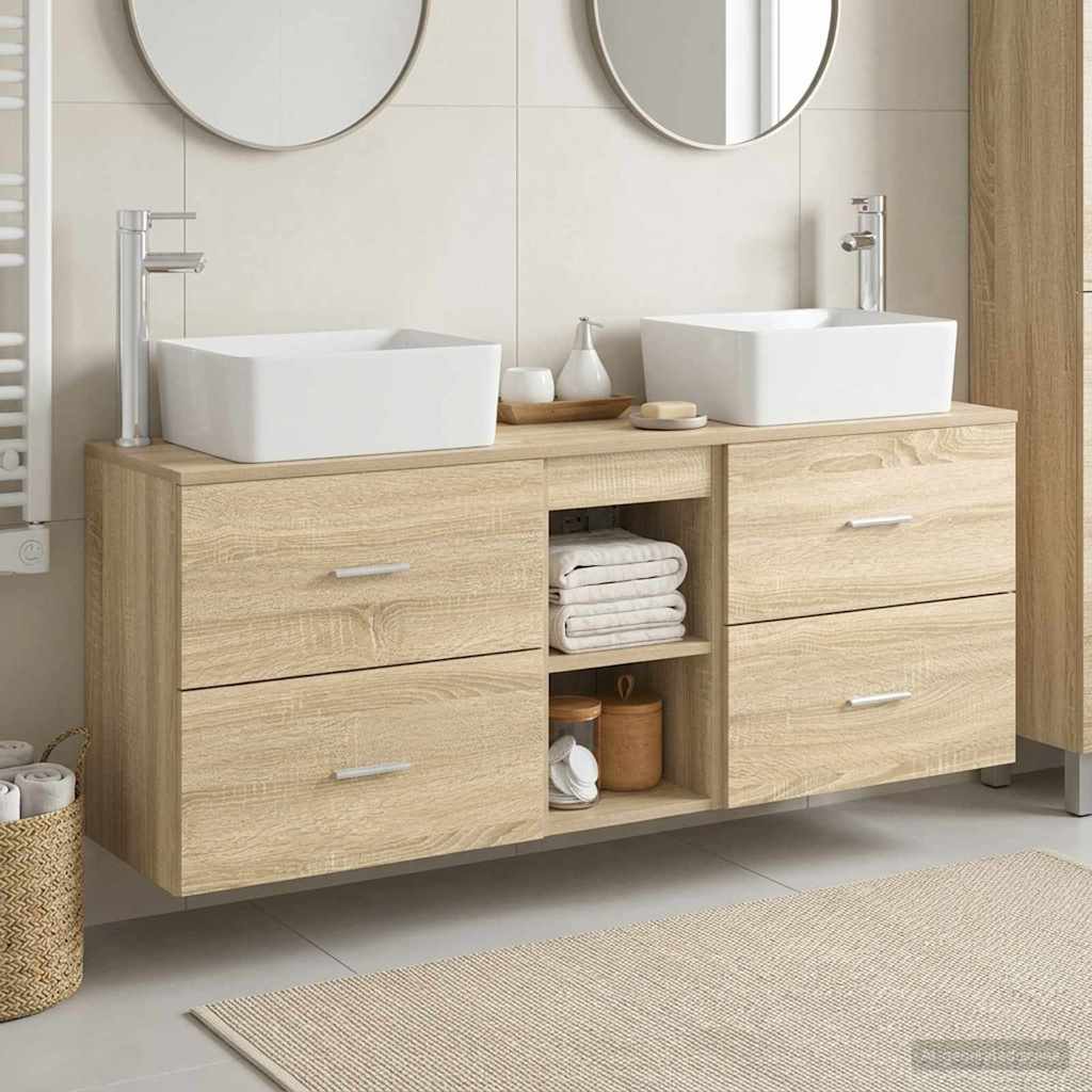 Σετ Ντουλαπιών Μπάνιου 3 τμχ. Sonoma Δρυς 53 x 34,5 x 63 εκ