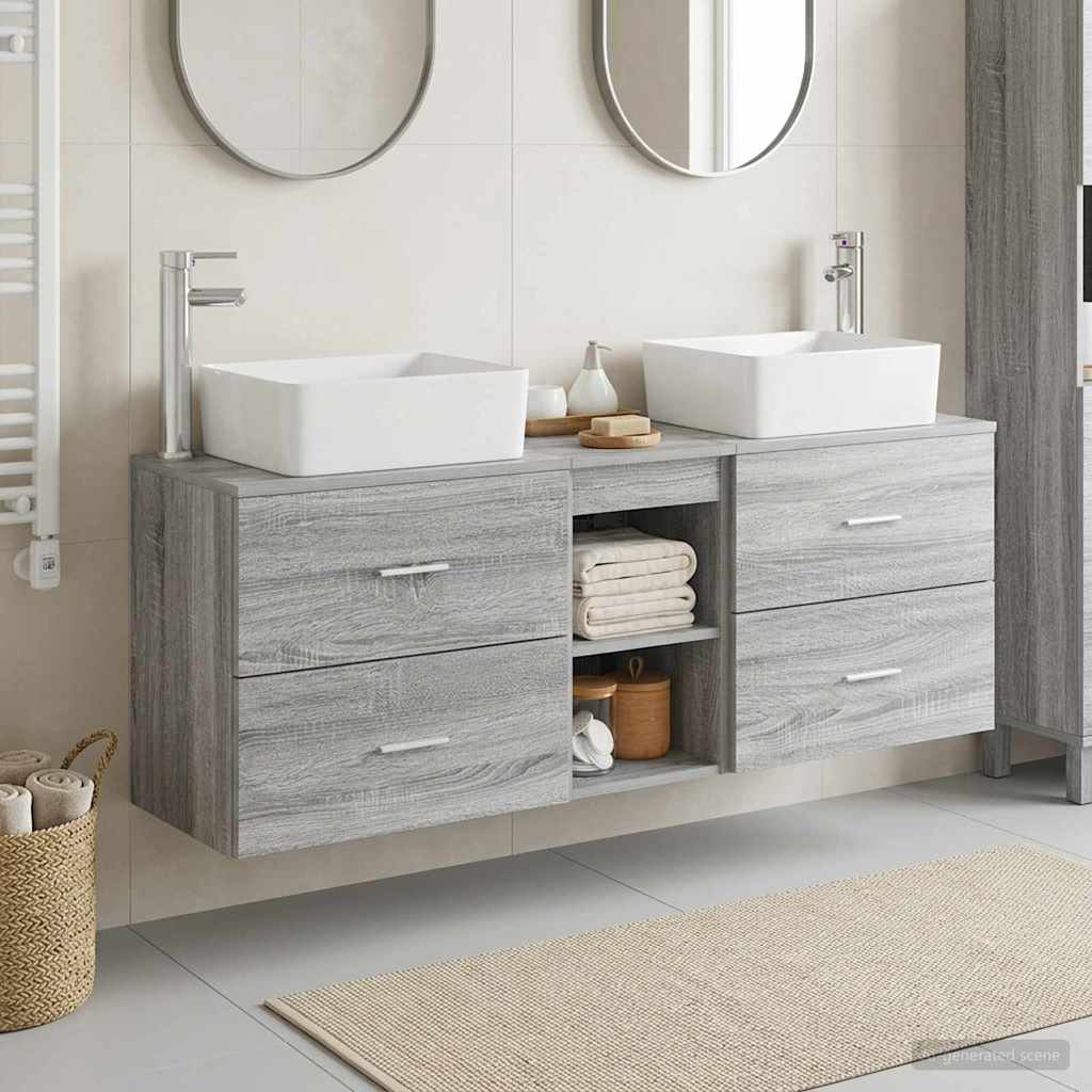 Σετ Ντουλαπιών Μπάνιου 3 τμχ. Γκρι Sonoma 53 x 34,5 x 63 εκ - Pakobazaar