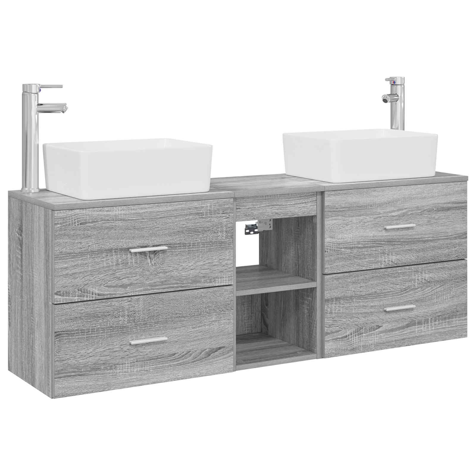 Σετ Ντουλαπιών Μπάνιου 3 τμχ. Γκρι Sonoma 53 x 34,5 x 63 εκ - Pakobazaar