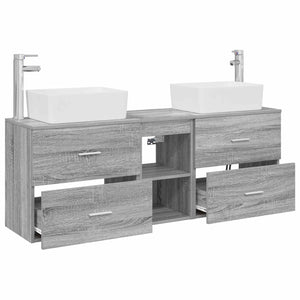 Σετ Ντουλαπιών Μπάνιου 3 τμχ. Γκρι Sonoma 53 x 34,5 x 63 εκ - Pakobazaar