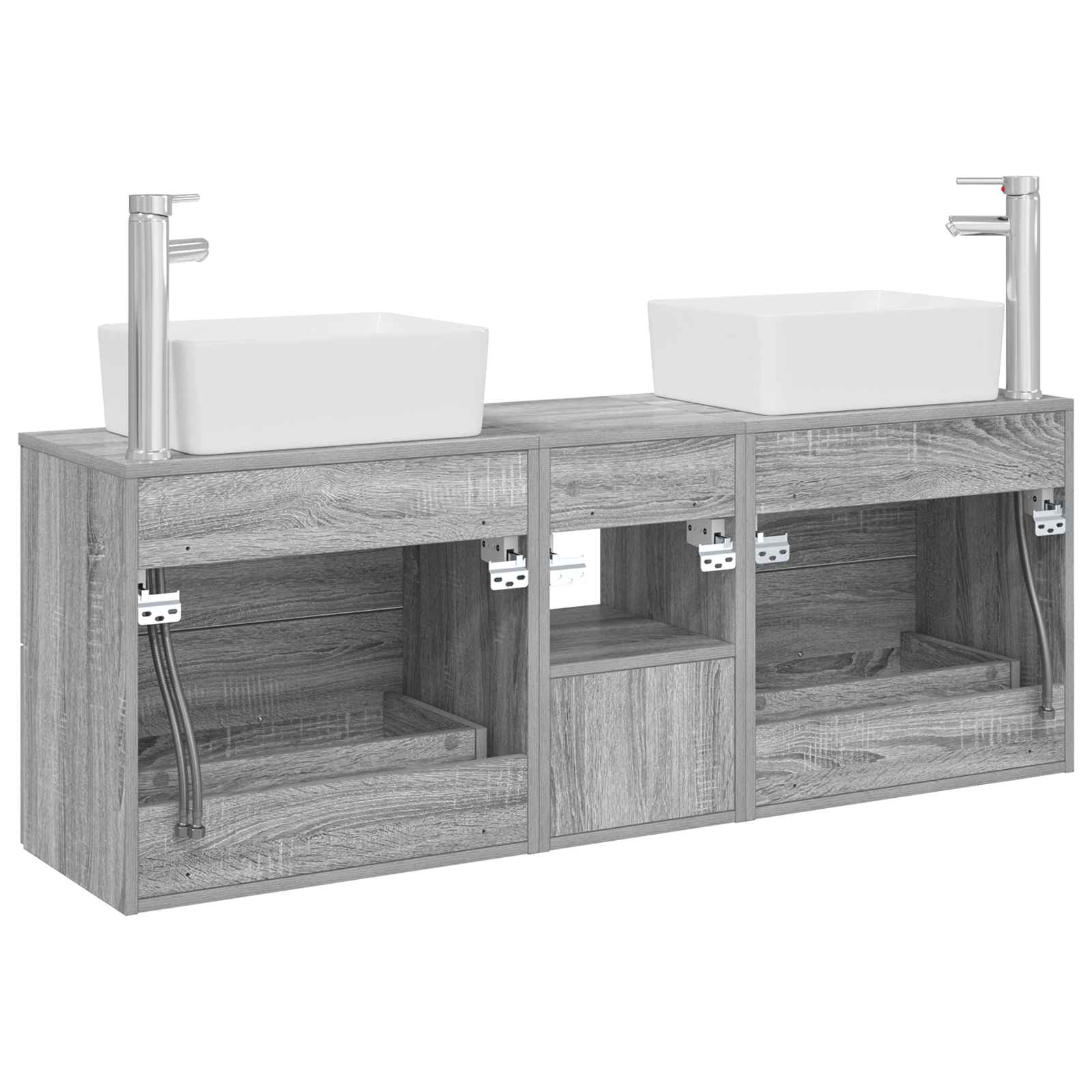 Σετ Ντουλαπιών Μπάνιου 3 τμχ. Γκρι Sonoma 53 x 34,5 x 63 εκ - Pakobazaar