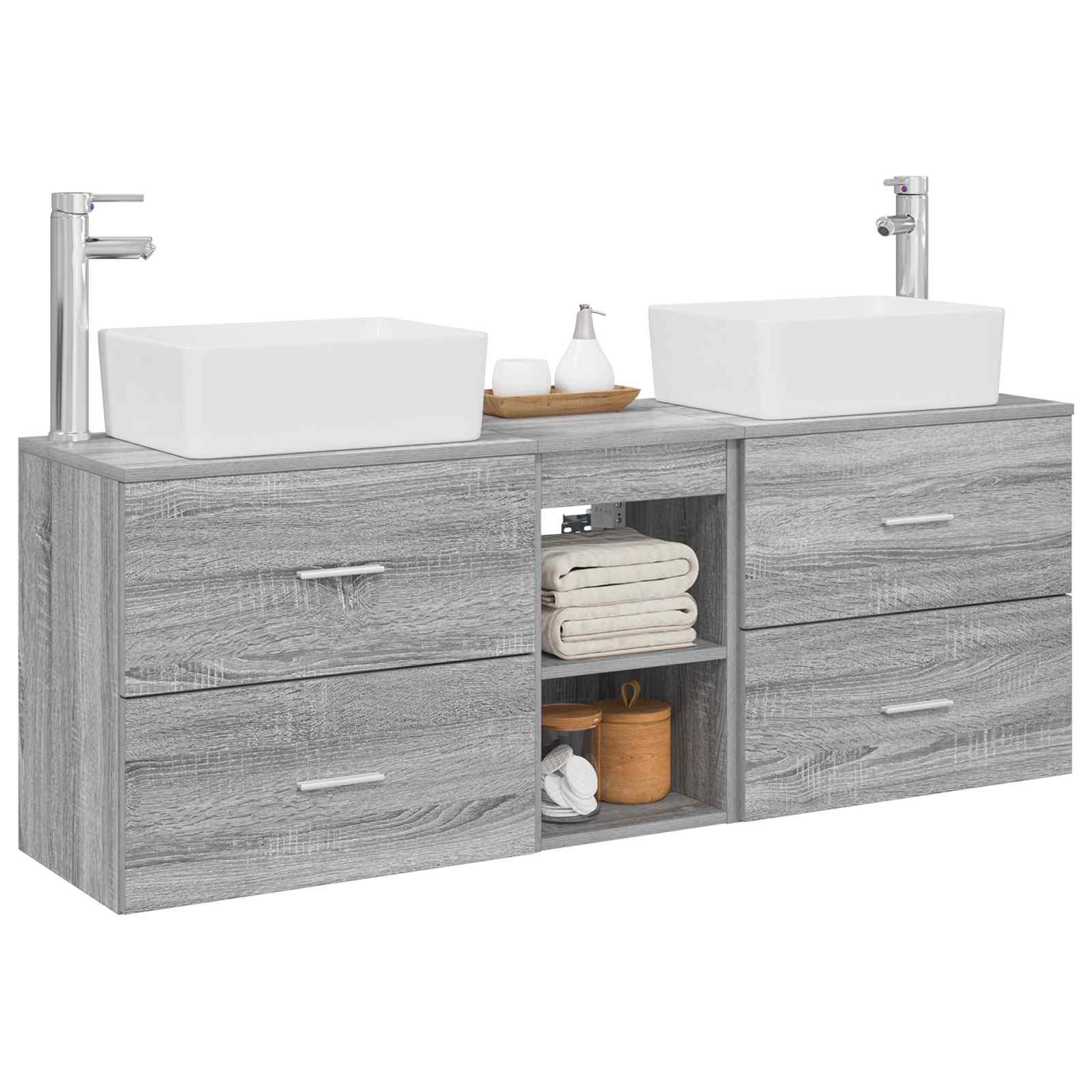 Σετ Ντουλαπιών Μπάνιου 3 τμχ. Γκρι Sonoma 53 x 34,5 x 63 εκ - Pakobazaar
