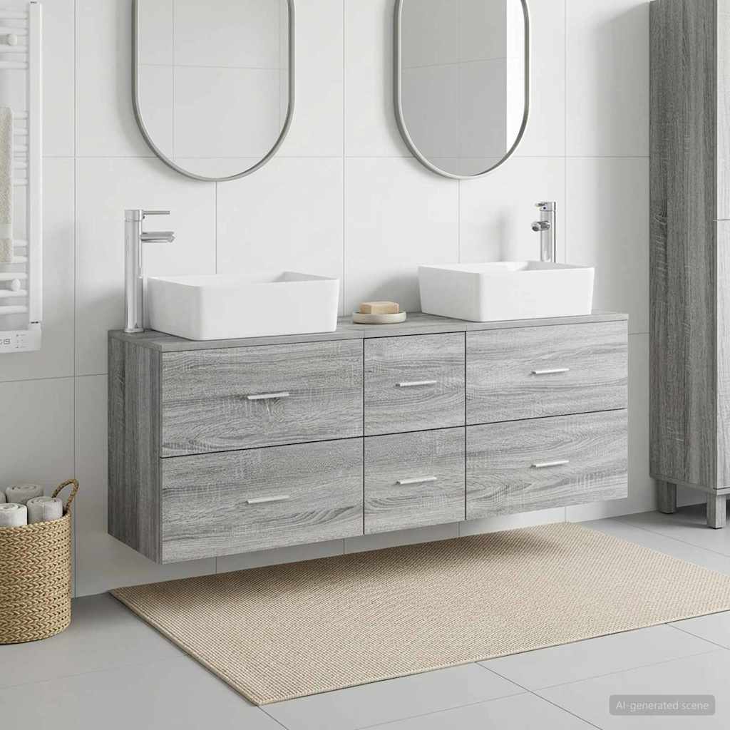Σετ Ντουλαπιών Μπάνιου 3 τεμ. Γκρι Sonoma 53 x 34,5 x 63 εκ. - Pakobazaar