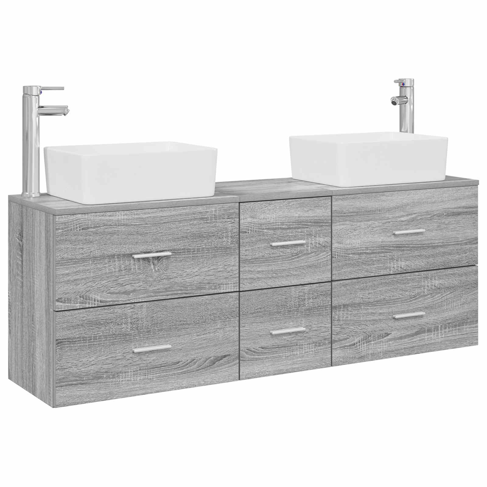 Σετ Ντουλαπιών Μπάνιου 3 τεμ. Γκρι Sonoma 53 x 34,5 x 63 εκ. - Pakobazaar