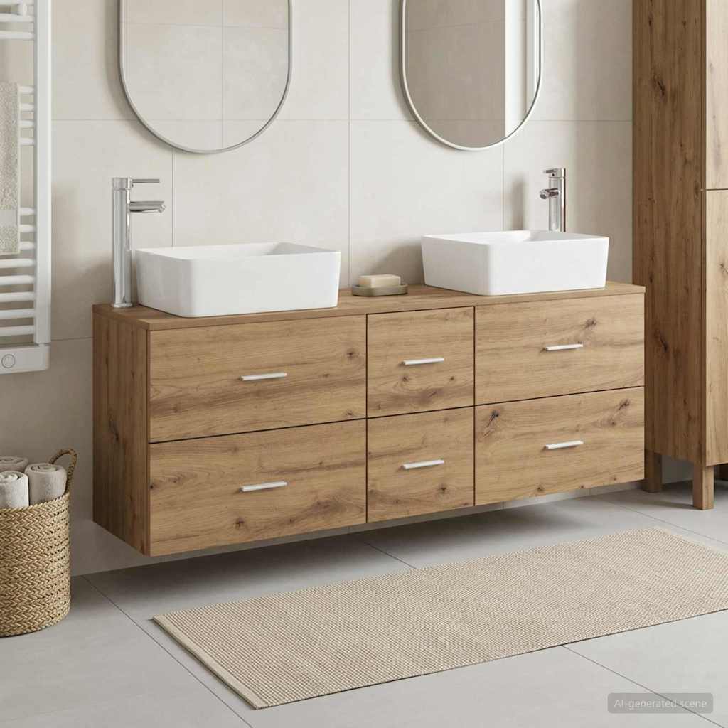 Σετ Ντουλαπιών Μπάνιου 3 τμχ. Artisan Δρυς 53 x 34,5 x 63 εκ. - Pakobazaar