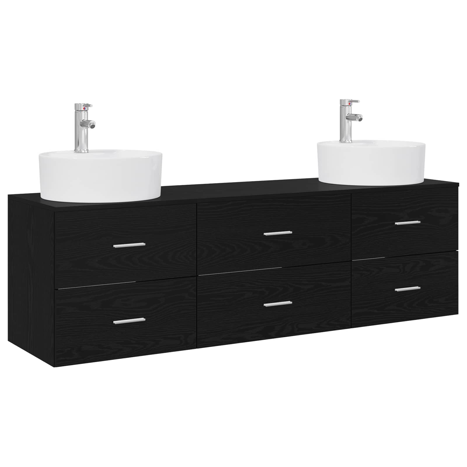 Σετ Ντουλαπιών Μπάνιου 3 τμχ. Μαύρο 62,5 x 44,5 x 50 εκ. - Pakobazaar