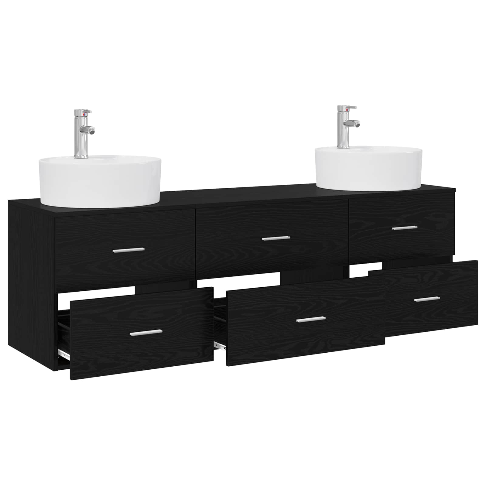 Σετ Ντουλαπιών Μπάνιου 3 τμχ. Μαύρο 62,5 x 44,5 x 50 εκ. - Pakobazaar