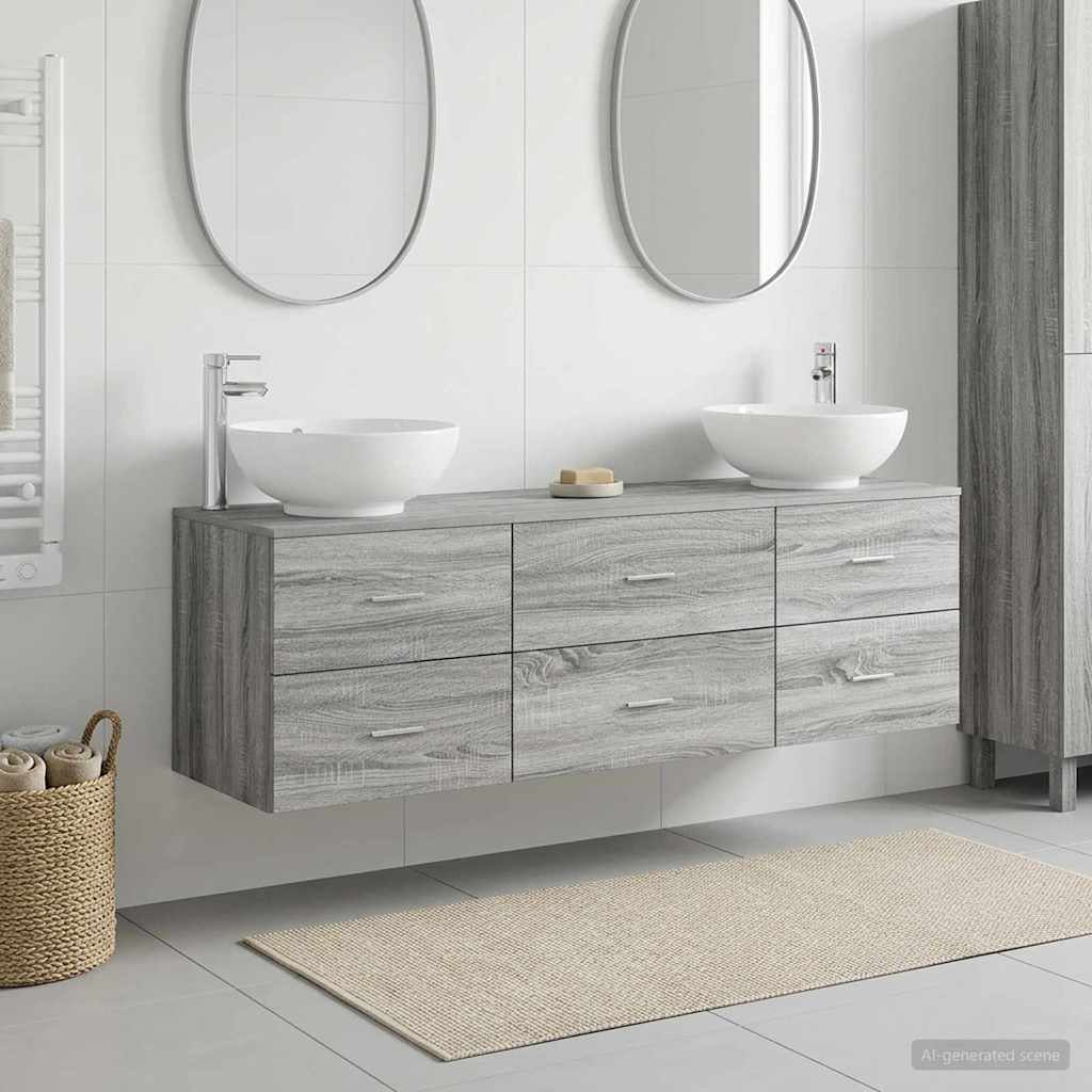 Σετ Επίπλων Μπάνιου 3 τμχ. Γκρι Sonoma 49,5 x 44,5 x 65 εκ - Pakobazaar