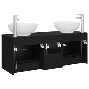 Σετ Επίπλων Μπάνιου 3 τμχ. Μαύρο 49,5 x 44,5 x 65 εκ - Pakobazaar