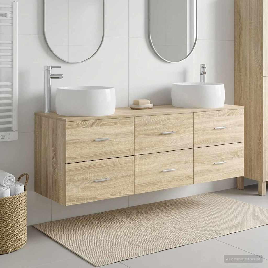 Σετ Επίπλων Μπάνιου 3 τμχ. Sonoma Δρυς 49,5 x 44,5 x 66 εκ - Pakobazaar