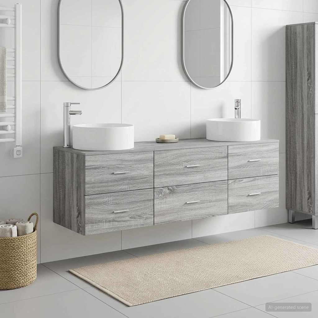 Σετ Επίπλων Μπάνιου 3 τμχ. Γκρι Sonoma 49,5 x 44,5 x 65,5 εκ - Pakobazaar