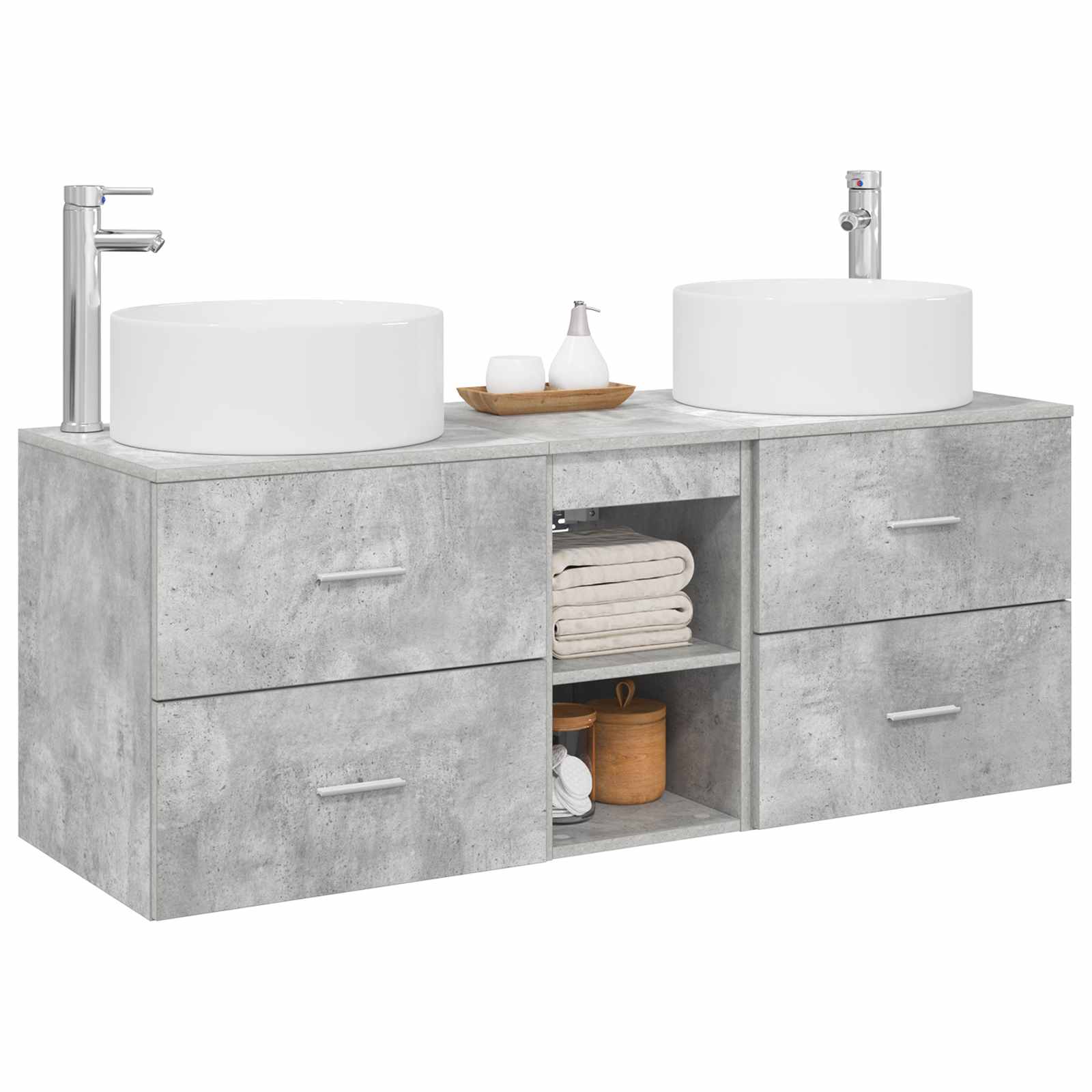 Σετ Επίπλων Μπάνιου 3 τμχ. Γκρι Σκυροδέματος - Pakobazaar