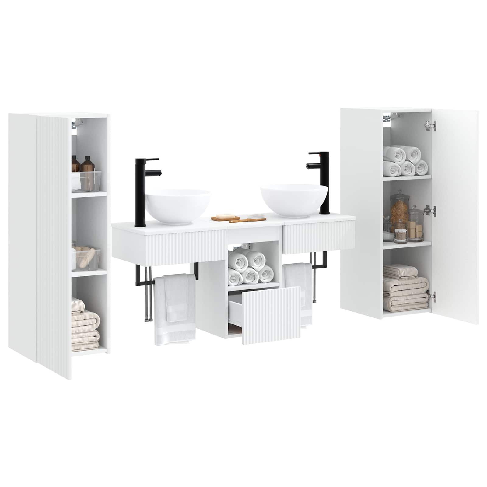 Σετ Επίπλων Μπάνιου 5 τμχ. Λευκό 33 x 34,5 x 100 εκ - Pakobazaar