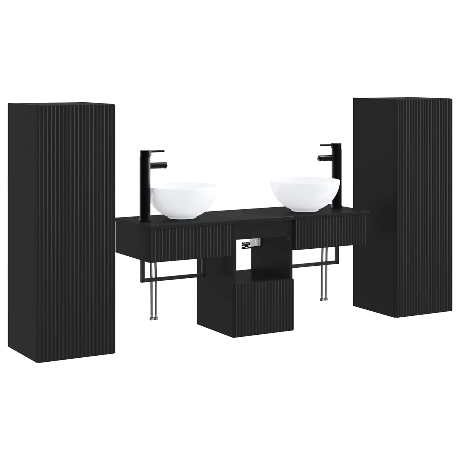 Σετ Επίπλων Μπάνιου 5 τμχ. Μαύρο 33 x 34,5 x 100 εκ - Pakobazaar