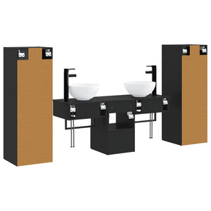 Σετ Επίπλων Μπάνιου 5 τμχ. Μαύρο 33 x 34,5 x 100 εκ - Pakobazaar