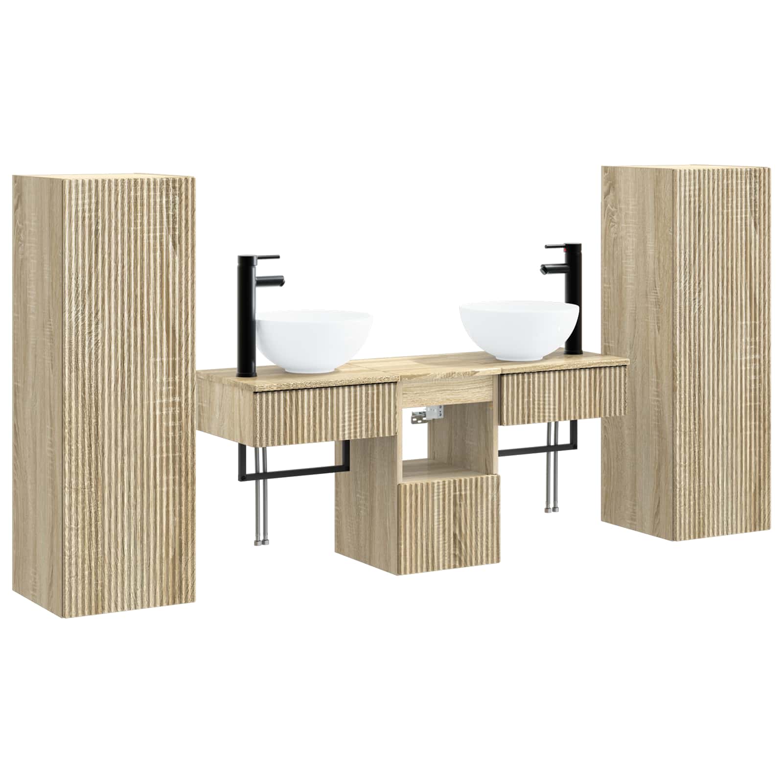 Σετ Επίπλων Μπάνιου 5 τμχ. Sonoma Δρυς 33 x 34,5 x 100 εκ - Pakobazaar