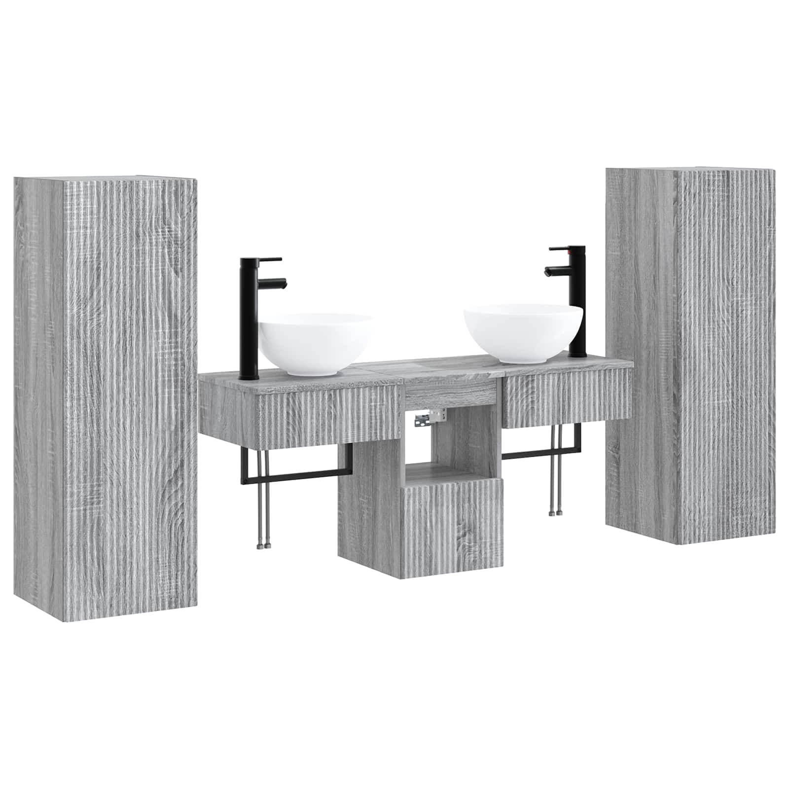 Σετ Επίπλων Μπάνιου 5 τμχ. Γκρι Sonoma 33 x 34,5 x 100 εκ - Pakobazaar