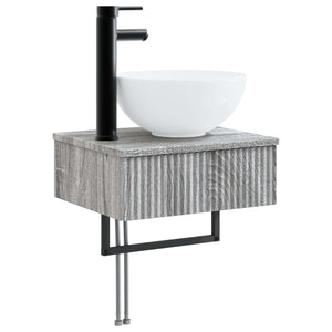 Σετ Επίπλων Μπάνιου 5 τμχ. Γκρι Sonoma 33 x 34,5 x 100 εκ - Pakobazaar