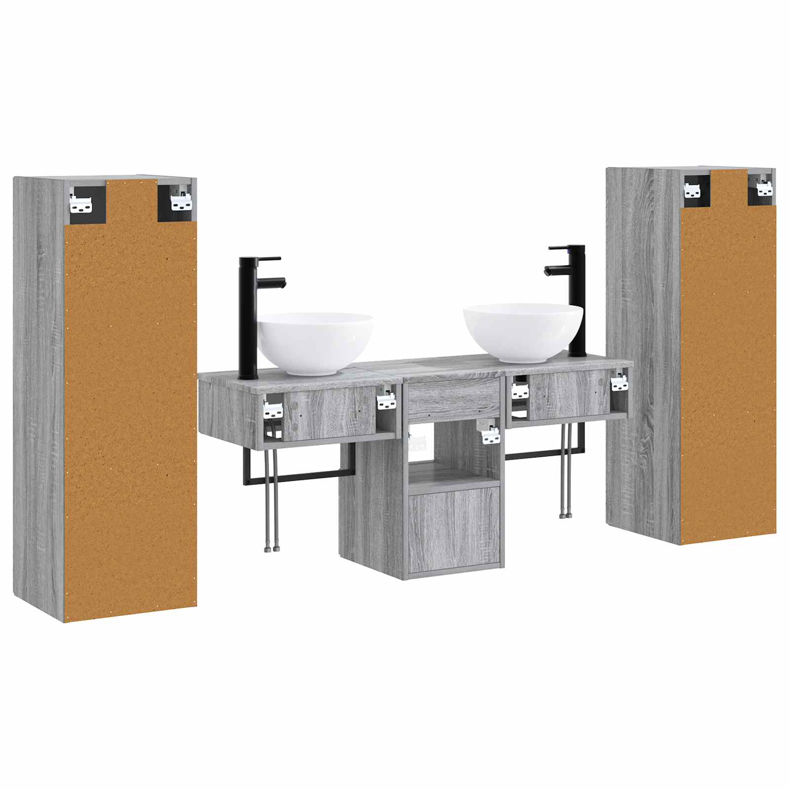 Σετ Επίπλων Μπάνιου 5 τμχ. Γκρι Sonoma 33 x 34,5 x 100 εκ - Pakobazaar