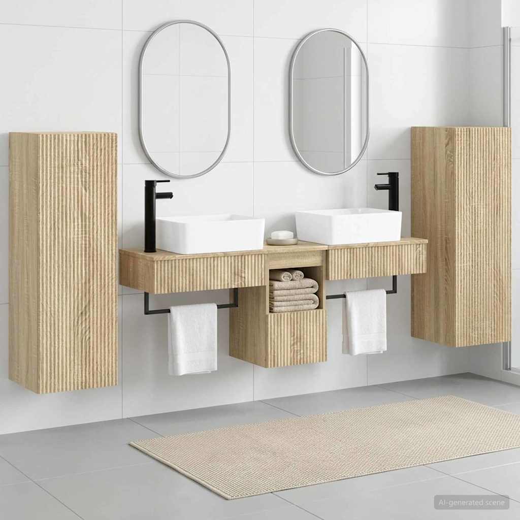 Σετ Επίπλων Μπάνιου 5 τμχ. Sonoma Δρυς 33 x 34,5 x 100 εκ - Pakobazaar