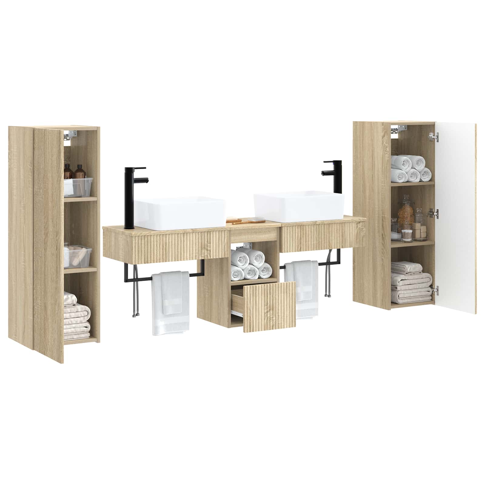 Σετ Επίπλων Μπάνιου 5 τμχ. Sonoma Δρυς 33 x 34,5 x 100 εκ - Pakobazaar