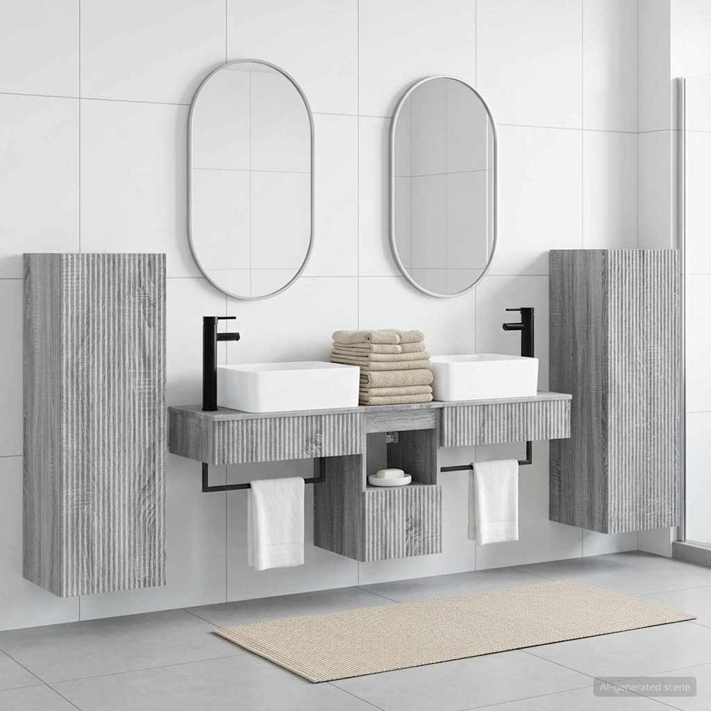 Σετ Επίπλων Μπάνιου 5 τμχ. Γκρι Sonoma 33 x 34,5 x 100 εκ - Pakobazaar