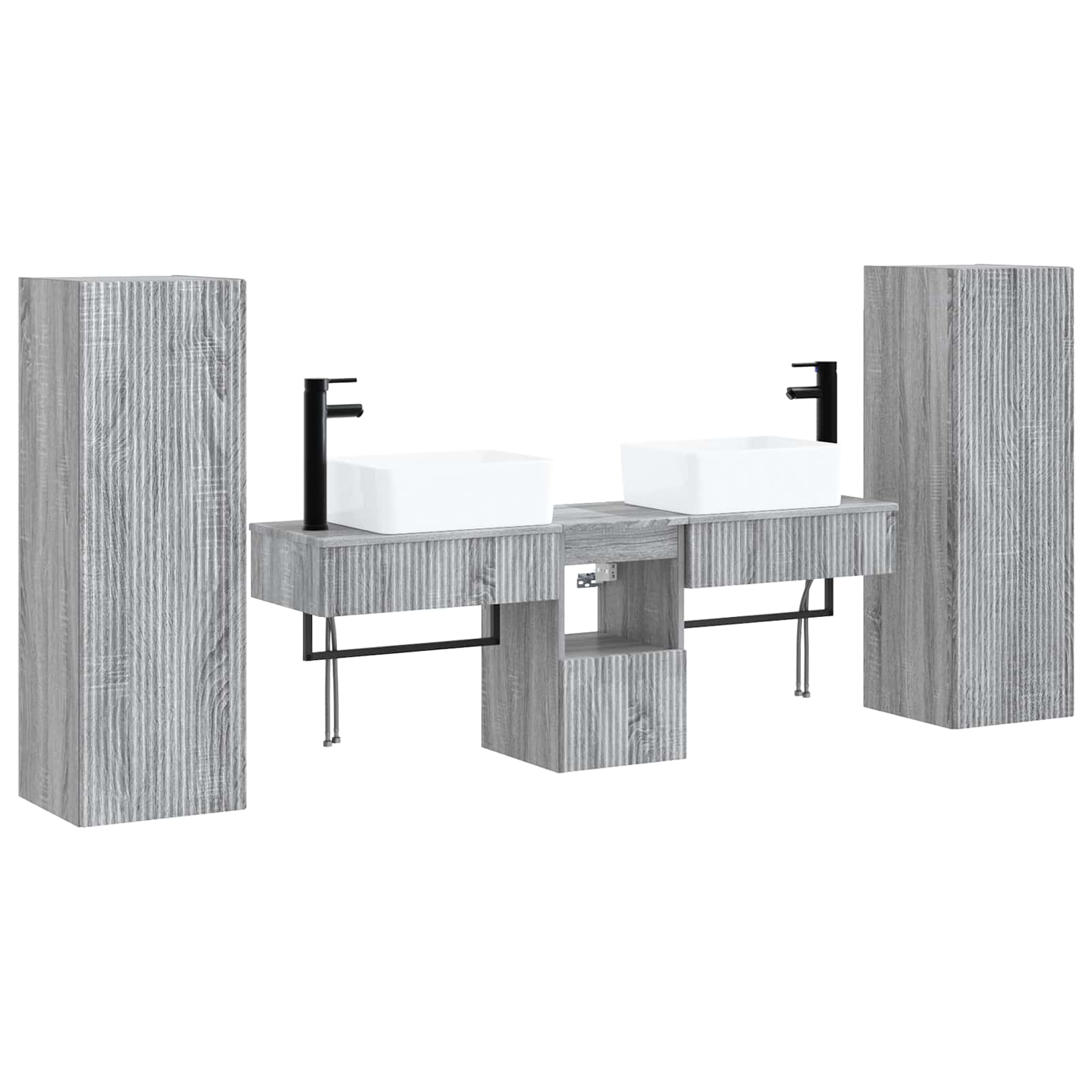 Σετ Επίπλων Μπάνιου 5 τμχ. Γκρι Sonoma 33 x 34,5 x 100 εκ - Pakobazaar