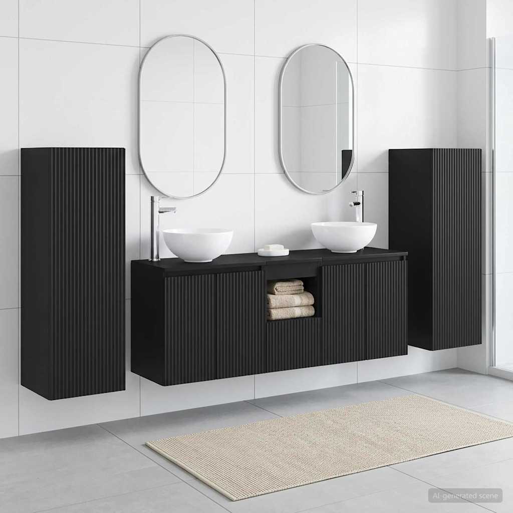 Σετ Επίπλων Μπάνιου 5 τμχ. Μαύρο 33 x 34,5 x 100 εκ - Pakobazaar