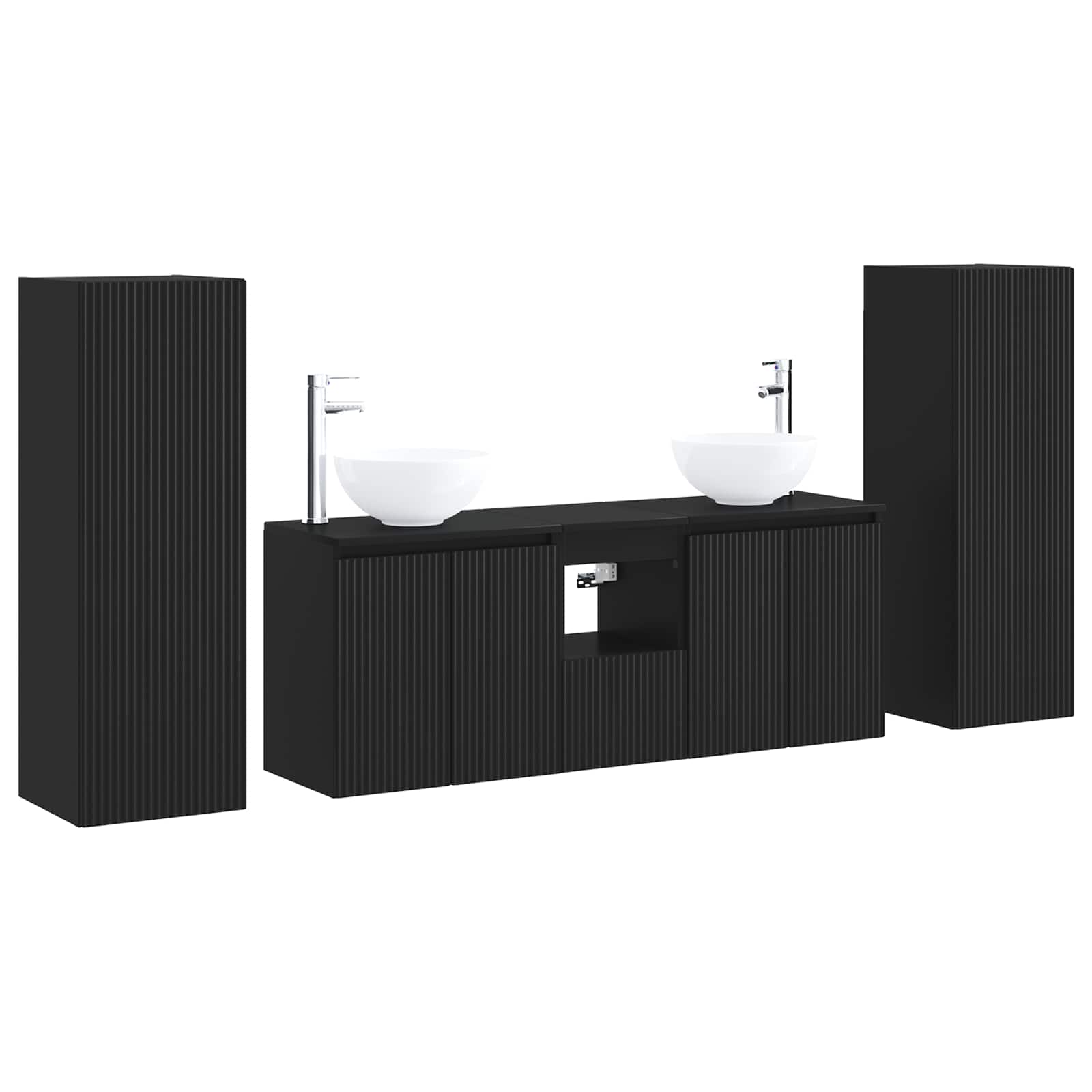 Σετ Επίπλων Μπάνιου 5 τμχ. Μαύρο 33 x 34,5 x 100 εκ - Pakobazaar