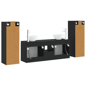 Σετ Επίπλων Μπάνιου 5 τμχ. Μαύρο 33 x 34,5 x 100 εκ - Pakobazaar