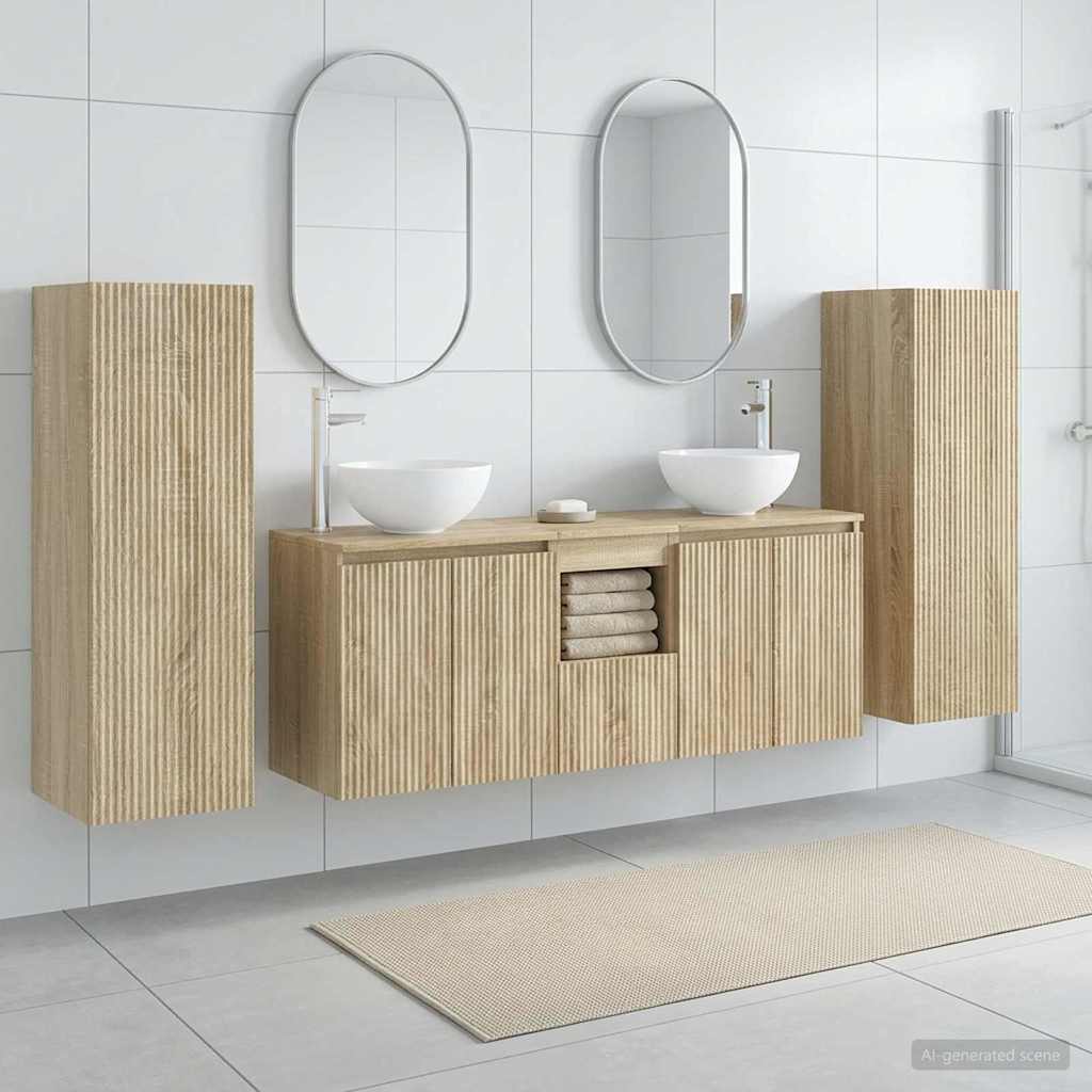 Σετ Επίπλων Μπάνιου 5 τμχ. Sonoma Δρυς 33 x 34,5 x 100 εκ - Pakobazaar
