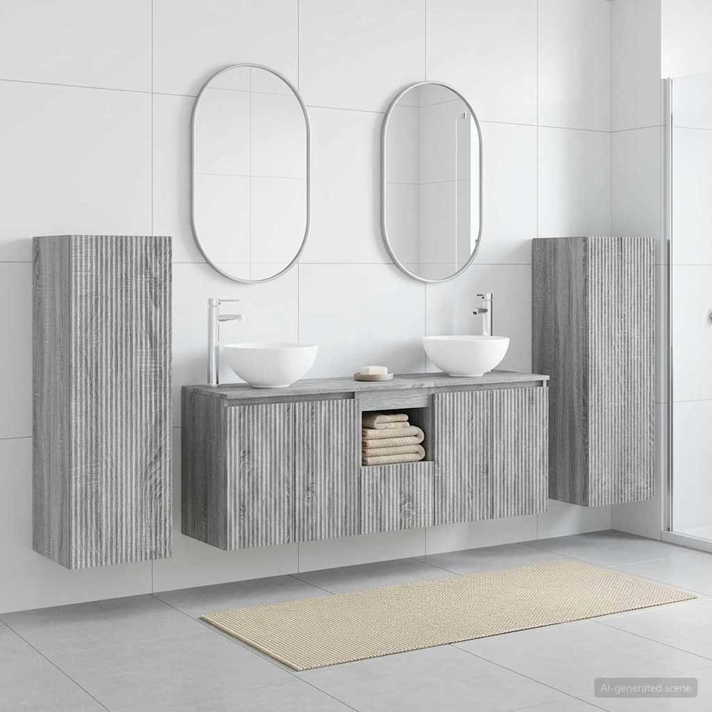 Σετ Επίπλων Μπάνιου 5 τμχ. Γκρι Sonoma 33 x 34,5 x 100 εκ - Pakobazaar