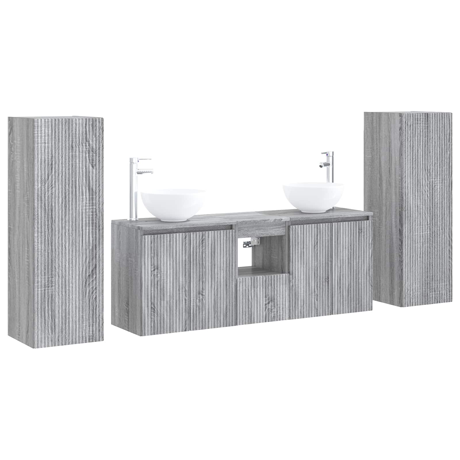 Σετ Επίπλων Μπάνιου 5 τμχ. Γκρι Sonoma 33 x 34,5 x 100 εκ - Pakobazaar