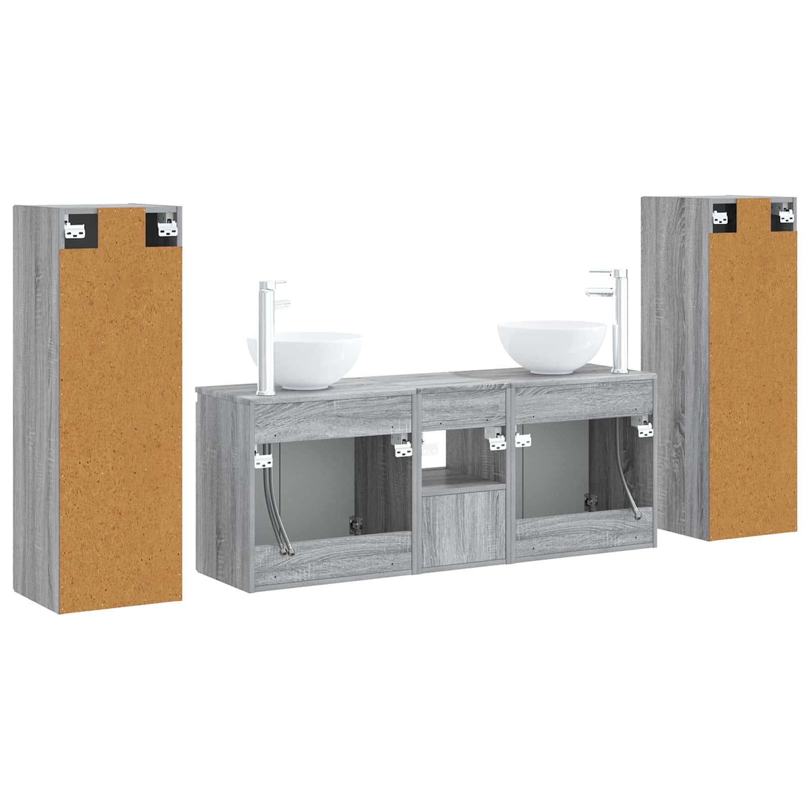 Σετ Επίπλων Μπάνιου 5 τμχ. Γκρι Sonoma 33 x 34,5 x 100 εκ - Pakobazaar
