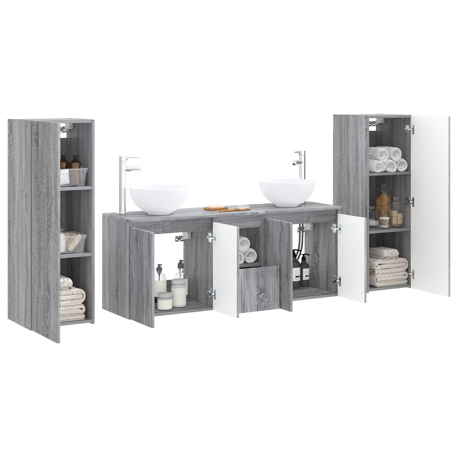 Σετ Επίπλων Μπάνιου 5 τμχ. Γκρι Sonoma 33 x 34,5 x 100 εκ - Pakobazaar