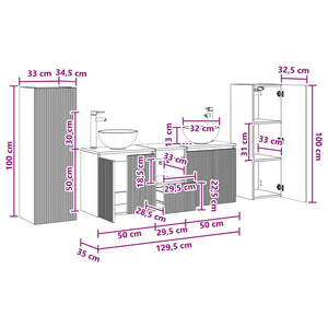 Σετ Επίπλων Μπάνιου 5 τμχ. Γκρι Sonoma 33 x 34,5 x 100 εκ - Pakobazaar