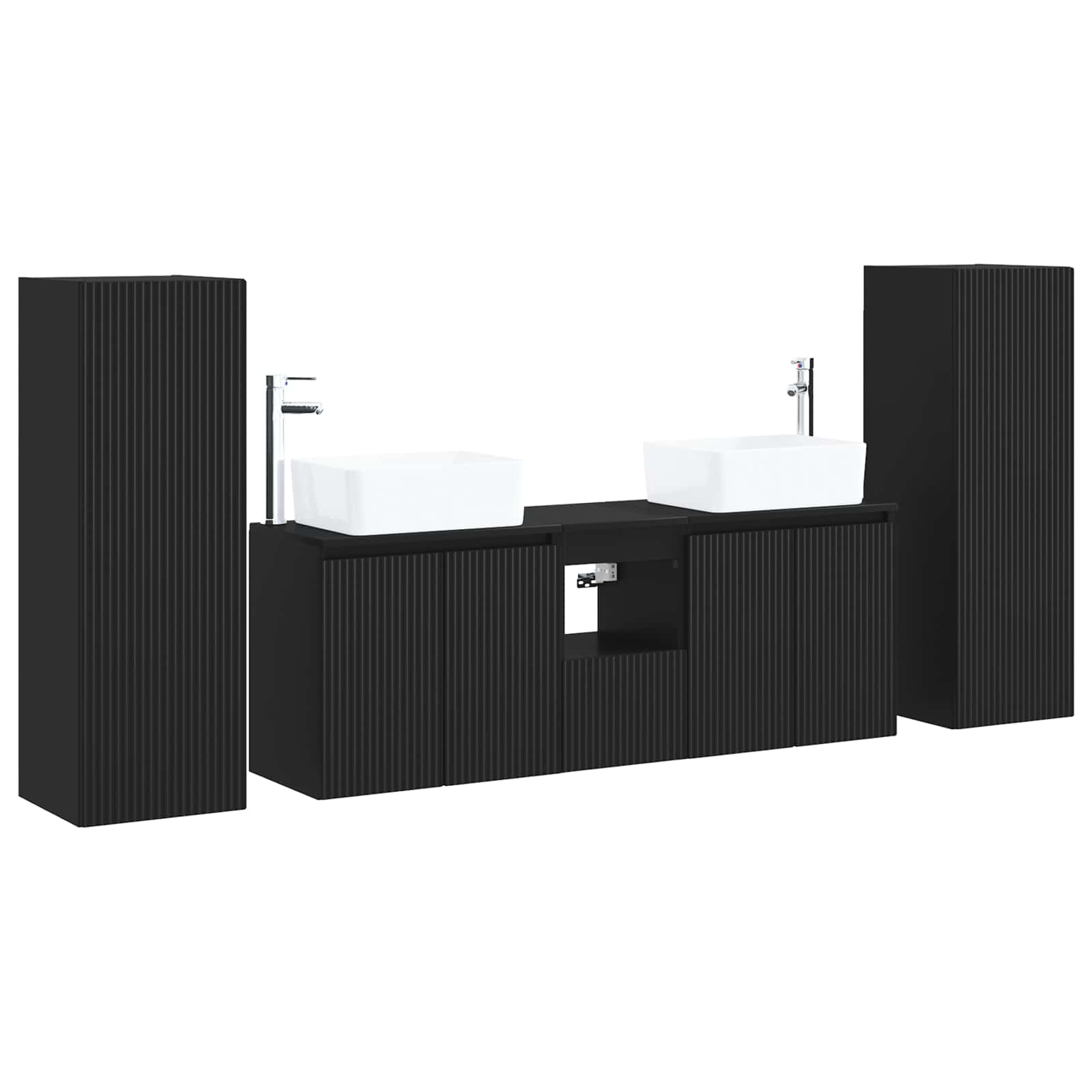 Σετ Επίπλων Μπάνιου 5 τμχ. Μαύρο 33 x 34,5 x 100 εκ - Pakobazaar