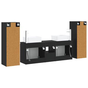 Σετ Επίπλων Μπάνιου 5 τμχ. Μαύρο 33 x 34,5 x 100 εκ - Pakobazaar