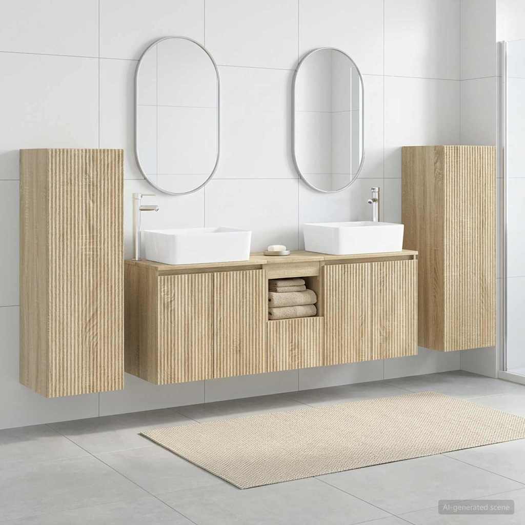 Σετ Επίπλων Μπάνιου 5 τμχ. Sonoma Δρυς 33 x 34,5 x 100 εκ - Pakobazaar